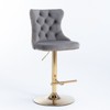 A&A Furniture,Golden Swivel Velvet Barstools Adjusatble Seat Height from 25-33 Inch, Modern Upholstered Bar Stools Tufted ,Set of 2 - 2 of 4