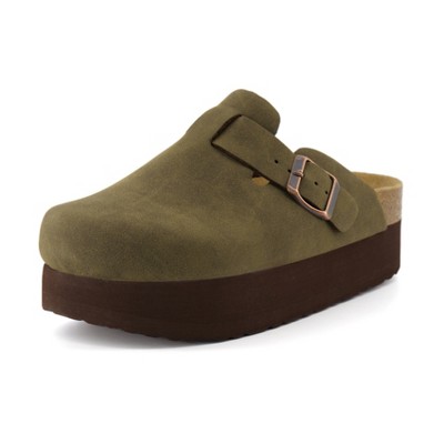 CUSHIONAIRE Women's Loom Cork Footbed Platform Clog - Comfortable Vegan Leather, Arch Support, Wide Widths Available