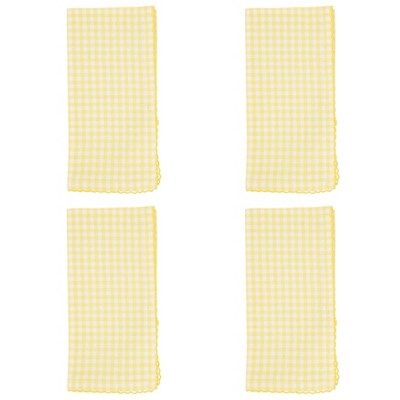 Yellow Gingham Cotton Table Napkins, Set of 4, 18 Inches