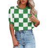 BLUEMING Sweater Tops for Women Short Sleeve Crew Neck Summer Knit Shirt Ribbed Knit Cuff Tops - 4 of 4