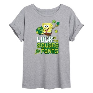 Women's - SpongeBob SquarePants - Luck Of The Square Pants Oversized Graphic T-Shirt - 1 of 4