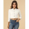 Allegra K Women's Turn Down Frayed Button Down Washed Cropped Denim Jacket - 3 of 4