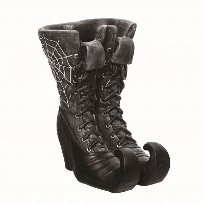 Transpac Resin Black Halloween Web Witch Boot Container