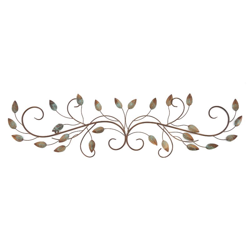 Stratton Home Decor SHD0065 Patina Scroll Leaf 40x10 Inch Metal Tree Branch & Leaves Wall Art Decoration for Bedroom, Bathroom, Living Room, Kitchen, 1 of 7