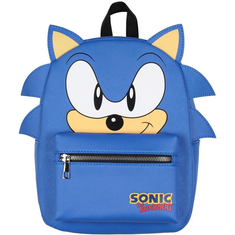 Sonic The Hedgehog Character with 3-D Ears and Quills Mini Faux Leather Backpack Blue, 2 of 5