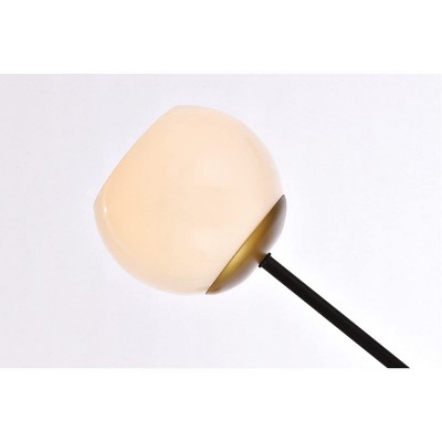 Axl 24'' Black and Brass Sputnik Chandelier with White Glass Shades