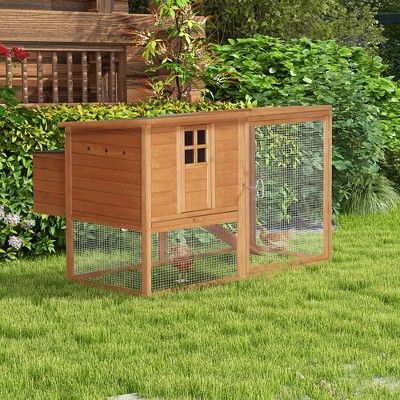 Large Wooden Chicken Coop with Outdoor Run and Nesting Box