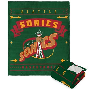 NBA Seattle Supersonics Hardwood Classics Silk Touch Faux Shearling Throw Blanket - 1 of 4
