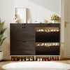 Fluted Shoe Storage Cabinet, Narrow Shoe Organizer with 2 Flip Drawers - 3 of 4