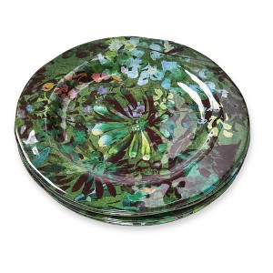TAG Botanica Green Floral Print Melamine Set of 4 Salad Plates Indoor/Outdoor Machine Washable, 9.0 inch - 1 of 2
