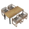 Coolbibila Modern 5 Piece Outdoor Patio Dining Set,Wooden Outdoor Rectangular Patio Garden Table for 4 and Fabric Upholstered Chair - 2 of 4