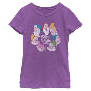 Girls Snow White and the Seven Dwarfs Classic Faces Distress T Shirt - 1 of 4