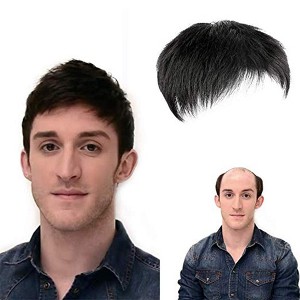 Jessie's Wig Men's Hand-Tied PU Base Human Hair Toupee 15x20 Full Coverage Straight Natural Black 1 Pc/Pack - 1 of 4