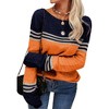 Imily Bela Women's Spring and Autumn Fashion Sweater, Color-Block Lightweight Striped Round Neck Trendy Pullover for Winter - 3 of 4