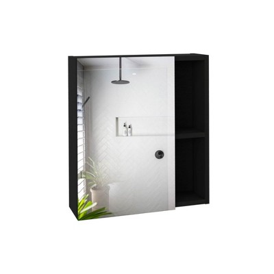Depot E-Shop Medicine 19H" Single Door Cabinet With Mirror, Five Interior Shelves