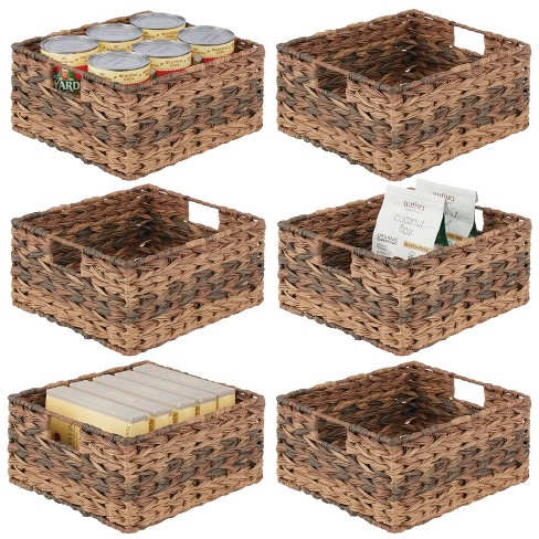 Mdesign Woven Farmhouse Pantry Food Storage Bin Basket Box, 6 Pack - Brown  Ombre, 12 X 9 X 6 : Target