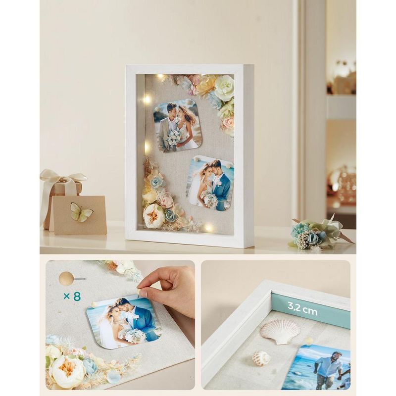 SONGMICS A4 Shadow Box Frame, 1.3-Inch Deep Memory Display Case for Desk Wall Decor, Box Picture Photo Frame, 5 of 9
