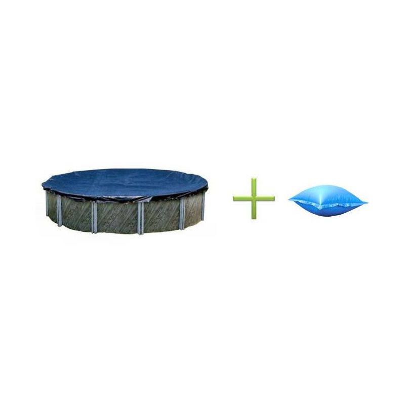 Swimline 18' Round Above Ground Swimming Pool Cover + 4'x8' Closing Air Pillow, 1 of 7