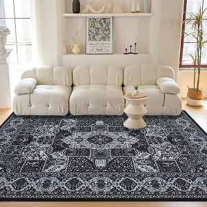 Modern Geometric Trellis Washable Area Rug - Non-Slip Low-Pile Indoor Carpet for Living Room, Bedroom, Dining Room & Office - 1 of 4