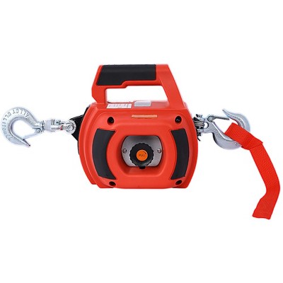 Drill Winch Hoist Portable Drill Winch 750 LB Capacity Handheld Drill Winch with 40 Foot Steel Wire for Lifting Dragging, Stretched Wire Fence red