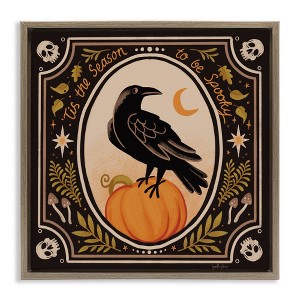 Stupell Industries Spooky Season Black Crow Floating Frame Canvas Art, Brown, 25" x 25" - 1 of 4