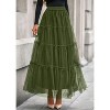 Tulle Skirts for Women 2025 Fall Fashion Elastic High Waisted Fairy Tiered Flowy A-Line Casual Maxi Long Skirt Army Green - 2 of 4