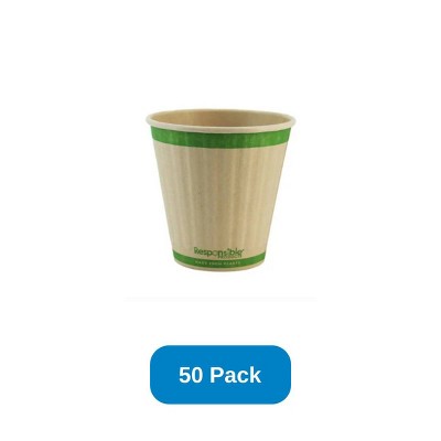 Responsible Products 8 oz Compostable Hot Cup Squat Double Wall PLA Lined - Pack of 50