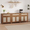 COZONY Oak Rattan Sideboard Cabinet, Narrow Storage Credenza with Adjustable Shelves,Multi-Functional Console Table - 4 of 4
