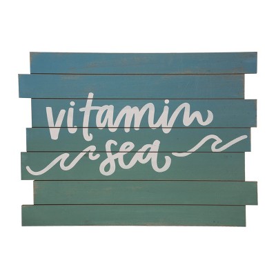 Transpac Wood 32.20" Multicolor Spring Coastal Slat Wall Decor