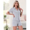 INSPIRE CHIC Women's 2 Pcs Lounge Set Button Down Short Sleeve Tops with Shorts Casual Pajama Sets - 2 of 4