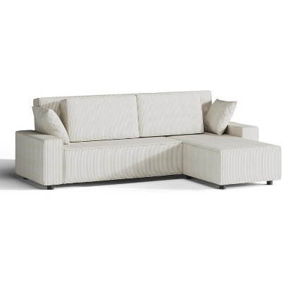 Corduroy Stripe 96 Inch Large Couch, Modern L Shaped Oversized Sectional Sofa with Deep Seat, Comfy Modular Couch