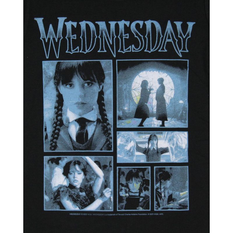 Wednesday Addams Girls' Wednesday TV Series Scenes Kids T Shirt Tee, 2 of 4