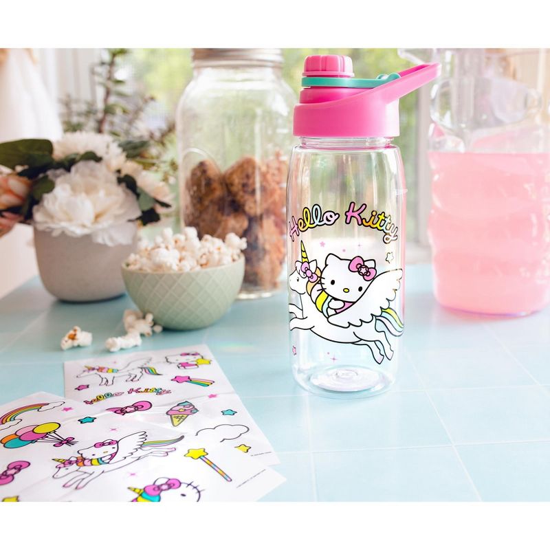 Silver Buffalo Sanrio Hello Kitty Unicorn Twist Spout Water Bottle and Sticker Set | 20 Ounces, 3 of 10