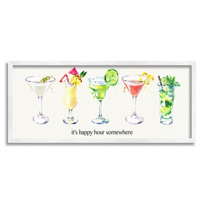 Stupell Industries Happy Hour Somewhere Cocktails Framed Giclee