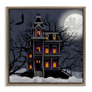Stupell Industries Creepy Haunted Halloween House Floating Frame Canvas Art - 1 of 4