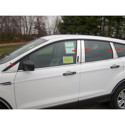 QAA is Compatible with 2013-2019 Ford Escape 10 Piece Stainless Pillar Post Trim, Includes keyless Entry Touch pad, Includes Front Triangle Piece