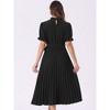 INSPIRE CHIC Women's Retro Ruffled Collar Short Sleeve A-Line Pleated Dress - 4 of 4