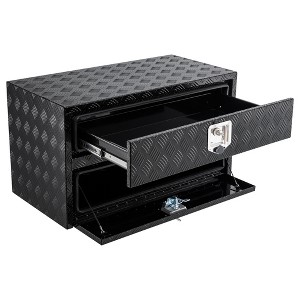 36" Aluminum Truck Tool Box, 2 Tier Tool Chest Organizer with Lock & Keys, Underbody Truck Box, Waterproof Truck Bed Toolbox for Pick Up, Deck Box - 1 of 4