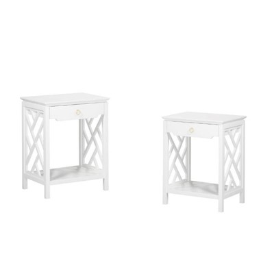 (Set of 2) Modern Night Stand in White - Comfort Pointe