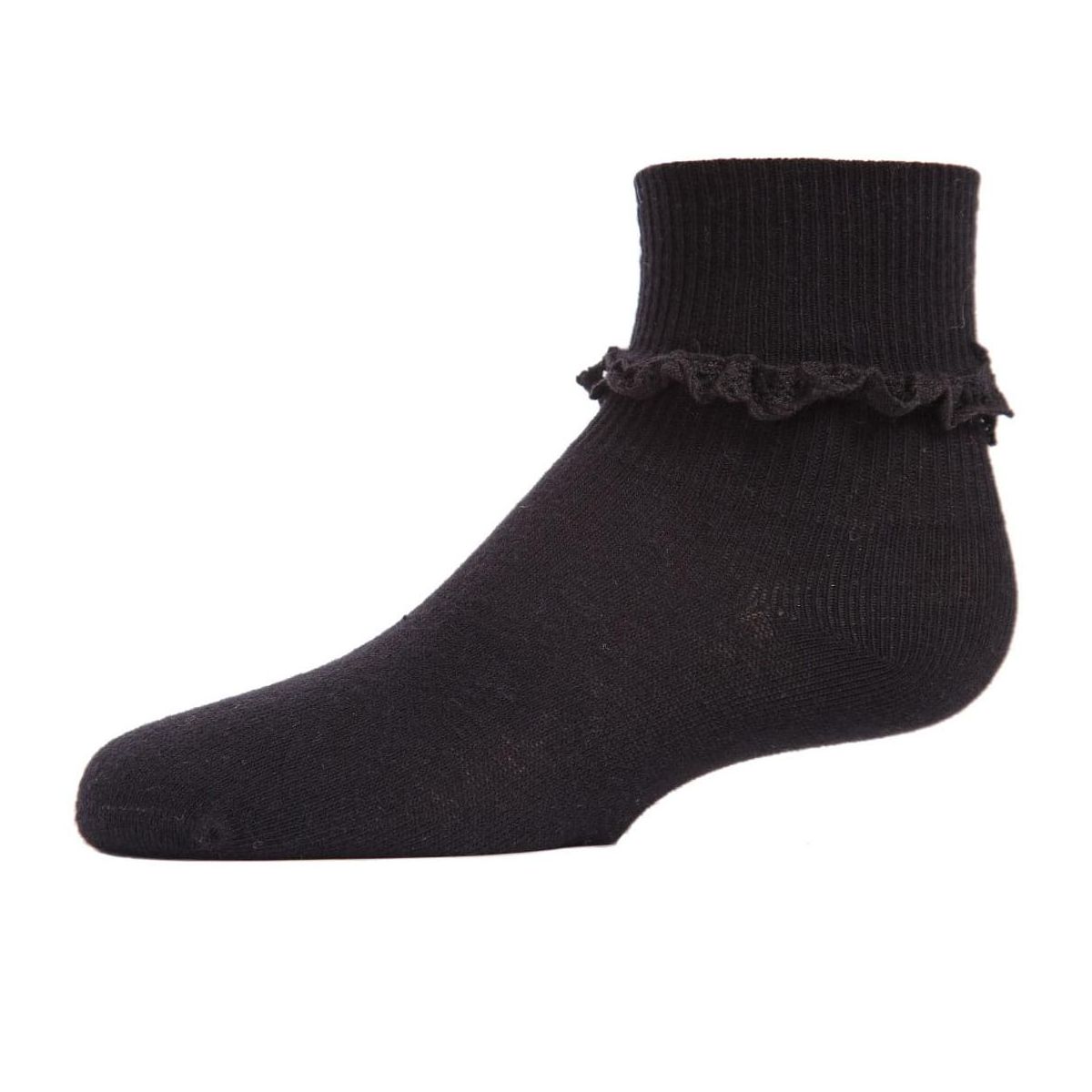 Memoi Girls Eyelet-Ruffle-Trim Cotton-Rich Ankle Sock