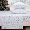 4 Pieces Flannel Christmas Sheets, Soft Cozy Cotton Flannel Sheet Set Queen Size, Brushed Deep Pocket Winter Warm Sheets - 2 of 4