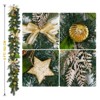 6 FT Pre-lit Christmas Garland, Indoor Outdoor Artificial with 20 LED Lights, with Ribbon, Ball Ornaments, Pine Cones and Stars for Mantle, Stairs - 3 of 4