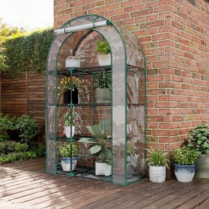 4 Tier Tool-Free Assembly Rust-Proof Mini Greenhouses for Outdoors, Waterproof Plant Repotting Mat for Medium/Small Plants - 1 of 4