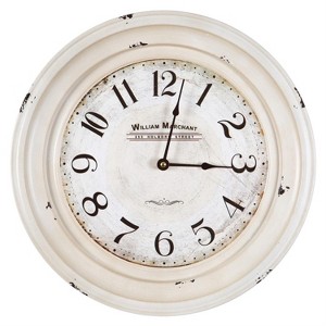 Yosemite Home Decor Circular Iron Wall Clock, White Frame, White Face, Black Text, Black Hands - 1 of 3
