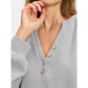 EXLURA Women's Oversized V Neck Henley Shirt Patchwork Color Block Sweatshirt Long Sleeve Button Pullover Tunic Tops - 4 of 4