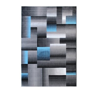 Emma and Oliver Modern Cubist Olefin Accent Runner Rug in Gradient Shades with Natural Jute Backing - 1 of 4