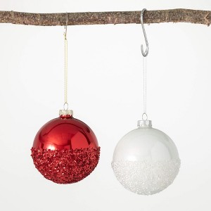 4.5"H Sullivans Beaded Crystal Ornament - Set of 2  Red Christmas Ornaments - 1 of 2