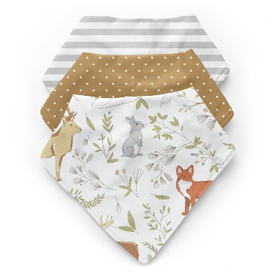 Image of Sweet Jojo Designs Gender Neutral Fabric Baby Bibs Woodland Toile 3pc