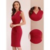 INSPIRE CHIC Women's Sleeveless V Neck Business Office Belt Pencil Dresses - 2 of 4