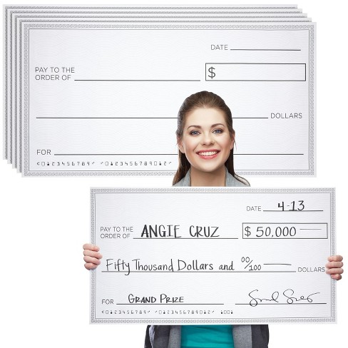 Blue Panda 5 Pack Giant Check For Presentations, Awards, Prizes,  Fundraisers, Donations, Endowments, 30 X 16 In : Target